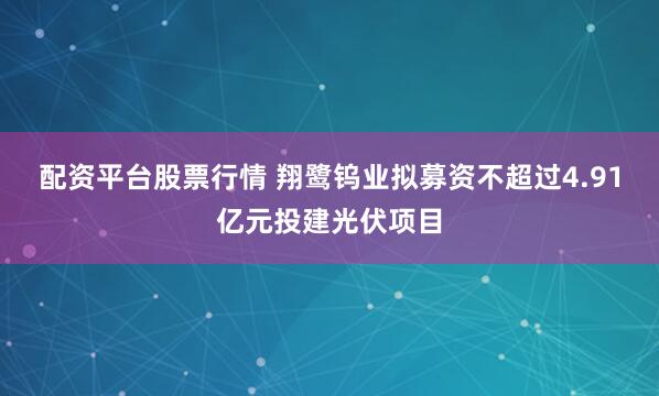 配资平台股票行情 翔鹭钨业拟募资不超过4.91亿元投建光伏项目