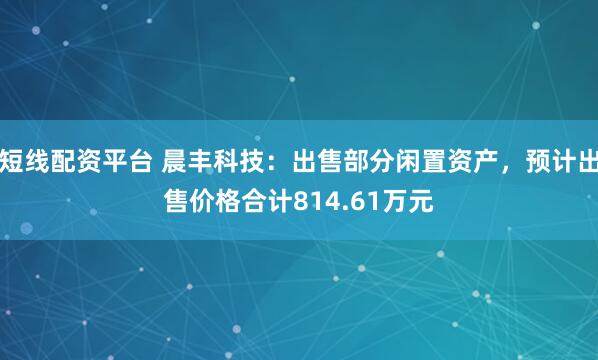 短线配资平台 晨丰科技：出售部分闲置资产，预计出售价格合计814.61万元
